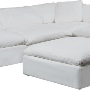 Collection Slipcover Only for 5PC 132" L-Shaped Sectional Sofa with Ottoman | Performance Fabric Washable Water-Resistant Stain-Proof Couch Fitted Covers,White