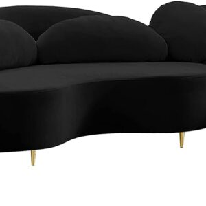 632Black-Sectional Collection ern | Contemporary Velvet Upholstered Sectional with Both Gold & Chrome Legs Included