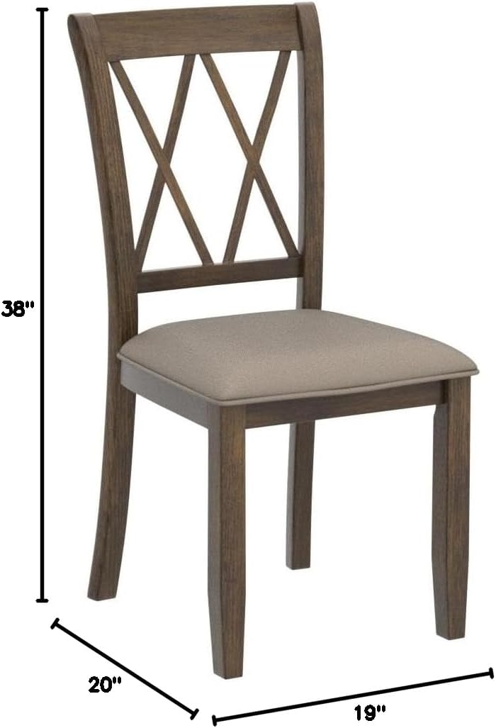 Fabric Upholstered Dining Chair, Set of 2, Brown - Image 2