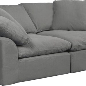 Contemporary Collection 2 Piece 88" Wide Slipcovered Sectional Sofa | Deep-Seating Down-Filled Couch | Grey Stain-Proof Water-Resistant Washable Performance Fabric | Gray