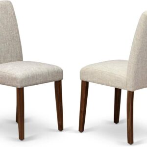 Classic Parson Chairs - Doeskin Linen Fabric Padded Dining Chairs, Set of 2, Natural