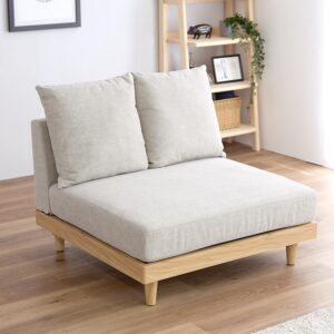 Floor Sofa,Low Sofa, Single Seat, Natural Wood Frame, Armless Sofa, 1-Piece Sofa, Stylish, Single Person Use, Compact, Greige