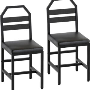 Dining Chairs Set of 2, Kitchen Chairs with Back Support, Upholstered Seat and Metal Legs, for Dining Room, Kitchen, Living Room, Black