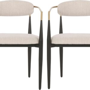 Upholstered Dining Chairs - Iron - Beige/Black/Gold (Set of 2)