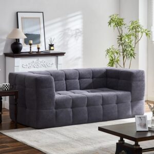 Sofa in a Box, Memory Foam 3-Seater Couch, ern Compression Sofa with Deep Seat, No Assembly Required, Chenille Couch for Living Room Bedroom Apartment, Grey