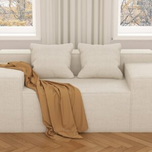 ern Loveseat, Sofa Couch in a Box, No Assembly Needed, with 2 Pillows, Cat-Scratch Resistant Linen,Small Sofa for for Small Space, Living Room, Bedroom,Beige