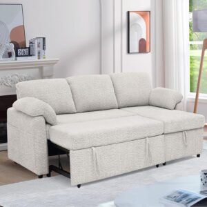 Convertible Sleeper Sofa Bed L Shaped  Sectional Couch with Reversible Storage Chaise Lounge, Side Pockets and Pillow Armrests, Chenille Pull Out Sofá Corner Sofa&Couch for Living Room