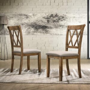 Fabric Upholstered Dining Chair, Set of 2, Brown